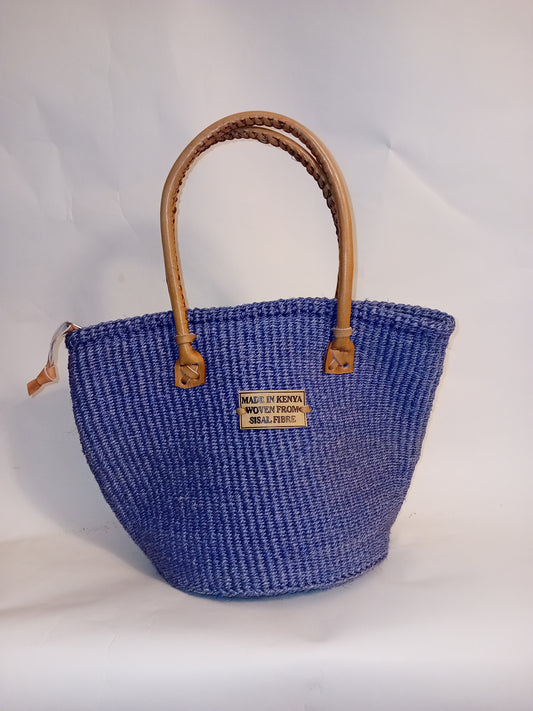 Small handbag style Handwoven Kenyan basket  bag with leather handles
